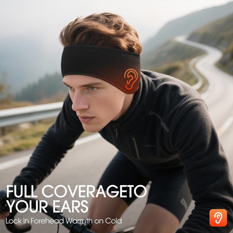 Long Long 2 Pack Winter Ear Warmers for Women Men | Moisture Wicking Fleece Earmuff Headbands-Cold Weather Running Ski Cycling - Image 4